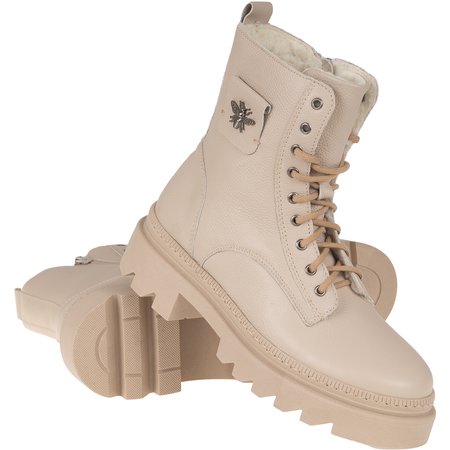 Botki damskie skórzane marki Syrena SR 1186 beżowe