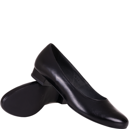 Balerinki Wielbut 177 czarne, skóra licowa, płaski obcas