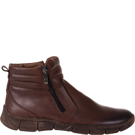 Trzewiki męskie Syrena SI 015A-468 brązowe - skóra naturalna, ocieplane, na zamek