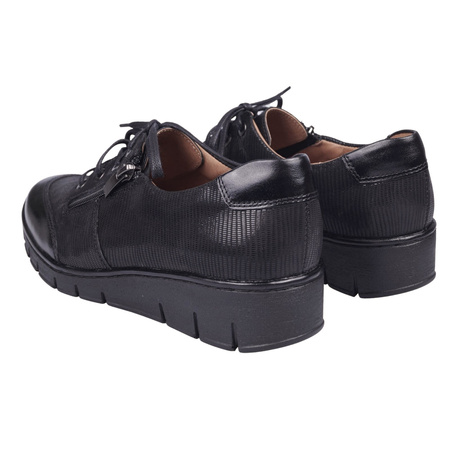 Czarne półbuty damskie wiązane SYRENA SWB 22198