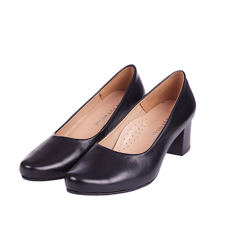 Czółenka damskie na obcasie skóra naturalna Syrena SE 7115 czarne