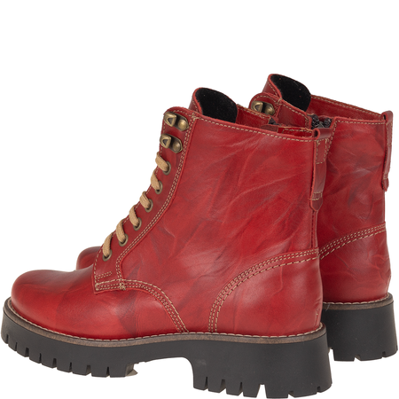 Botki damskie Syrena SST 4096 czerwone - skóra naturalna