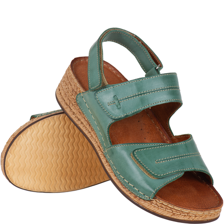 Sandały skórzane damskie marki Syrena SST 993 zielone