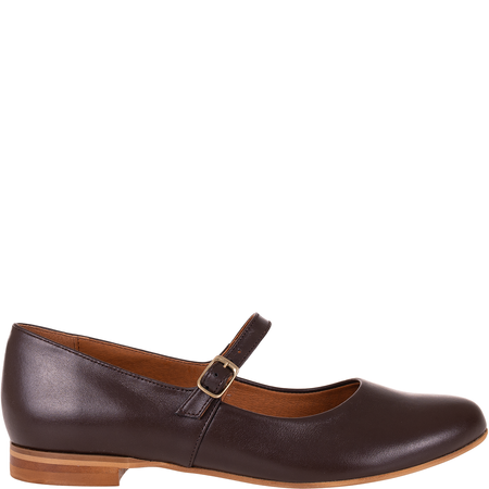 Brązowe baleriny z paskiem Syrena SGO 2107 skórzane