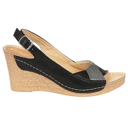 Skórzane sandały damskie Syrena SWB 530 czarne