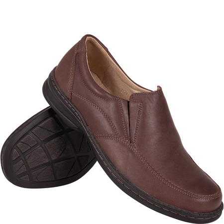 Wygodne półbuty męskie wsuwane - Syrena SH 871, brązowe