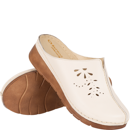 Klapki damskie skóra naturalna Syrena SST 922/M jasny beż