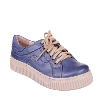 Półbuty damskie Stella 1768 skóra naturalna niebieskie