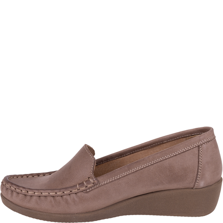 Syrena SH 4020 beż - mokasyny skórzane na koturnie 4 cm