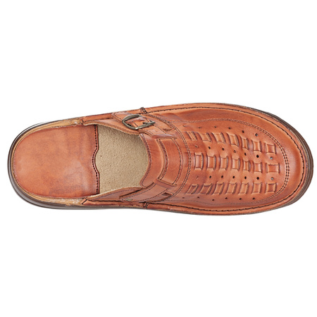 Klapki męskie skórzane brązowe Syrena SST SST 056/360