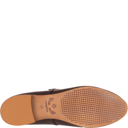 Brązowe baleriny z paskiem Syrena SGO 2107 skórzane