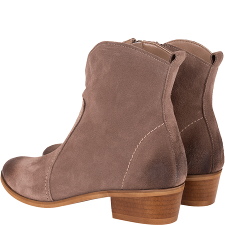 Modne botki damskie Syrena SE KO-07 cappuccino skóra welurowa