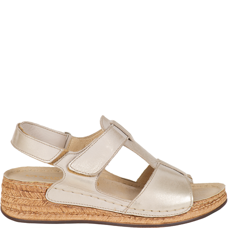 Sandały Syrena SST 995 beżowo-złote - skórzane, na rzep