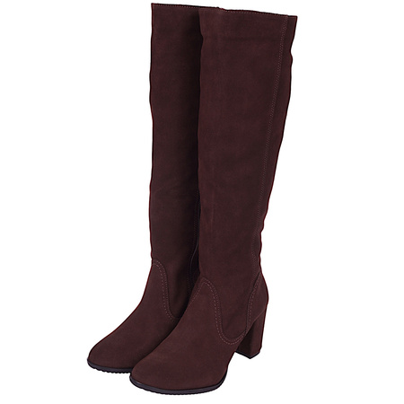 Eleganckie zamszowe kozaki damskie na obcasie skóra naturalna Syrena SOP 715 brąz