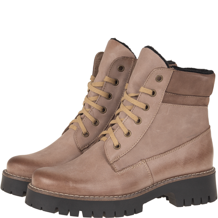 Botki damskie Syrena SST 4103 cappuccino - skóra naturalna