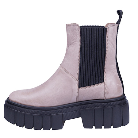 Botki damskie na grubej podeszwie skóra naturalna Syrena SBB 1291 cappuccino