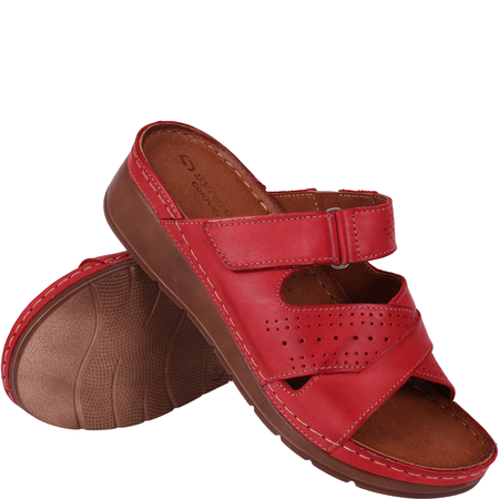 Czerwone klapki damskie skórzane marki Syrena SST 923