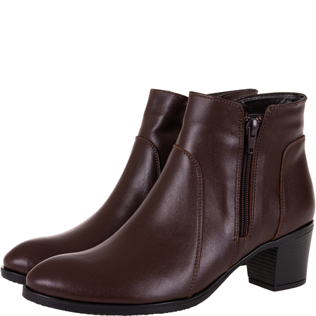 Komfortowe botki damskie Syrena SE 404 - czekolada, skóra