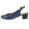Skórzane sandały na koturnie Syrena SWB 556 granatowe