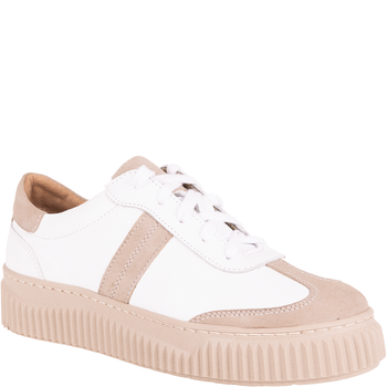 Półbuty Syrena SGO 2061 biało-beżowe - skórzane, stylowe