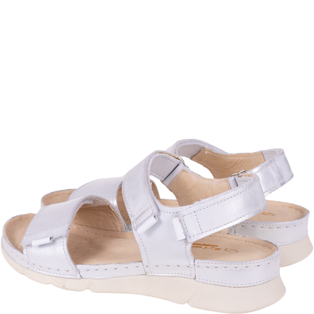 Sandały skórzane damskie marki Syrena SST 990 biało-srebrne