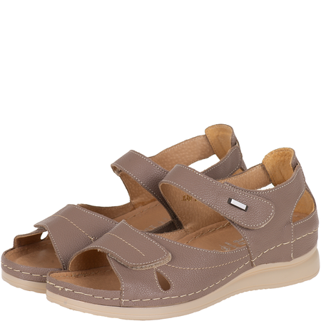 Skórzane sandały damskie na rzepy Syrena SH 139 khaki