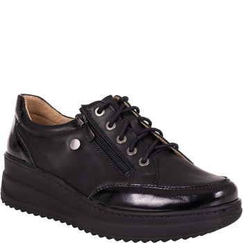 Czarne półbuty damskie skórzane Helios 431 komfort
