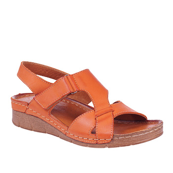 Pomarańczowe sandały damskie skórzane SYRENA SST 908 
