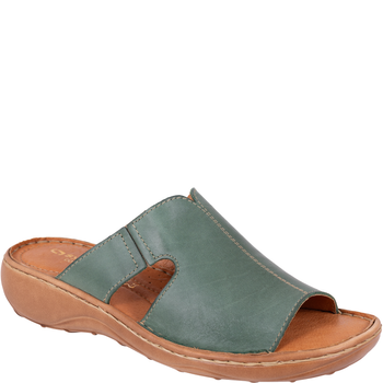 Skórzane klapki damskie marki Syrena SST 663 zielone
