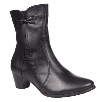 Eleganckie botki skórzane damskie na obcasie Syrena K-232 czarne