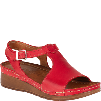 Czerwone sandały damskie skórzane marki Syrena SST 924