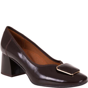 Czółenka damskie skórzane marki Syrena SGO 2096 brąz lakier