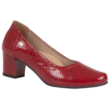 Czółenka na słupku - Syrena SE 7115B czerwone, skóra lakierowana