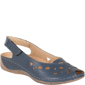 Skórzane sandały damskie ażurowe Syrena SH 4027 granatowe