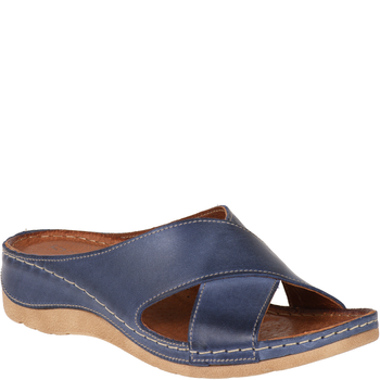 Klapki damskie skórzane Syrena SST 869 niebieskie