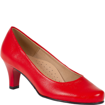 Czółenka damskie skórzane Syrena SE 7115 czerwony groch