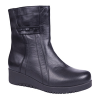 Komfortowe botki skórzane damskie na obcasie Syrena K-222 czarne