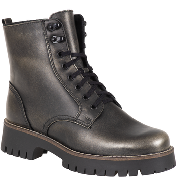 Botki damskie Syrena SST 4096 czarno-złote - skóra naturalna