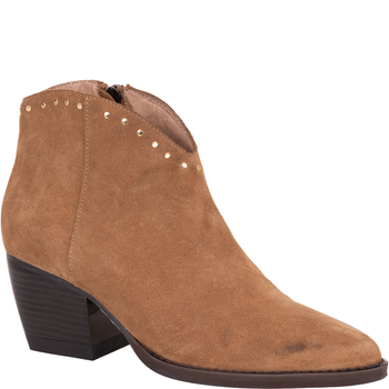 Modne botki damskie Syrena SLA 1126/226 tabaco skóra welurowa