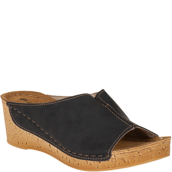 Czarne klapki Inblu NG000002 na koturnie 6 cm