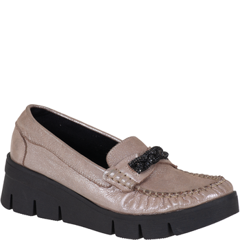 Skórzane mokasyny damskie marki Syrena SLA 989/P brokat