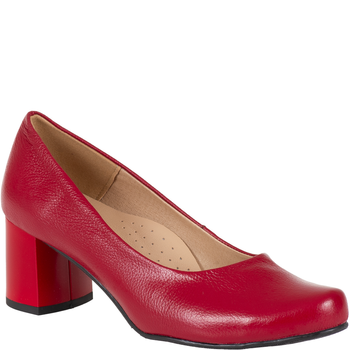 Czółenka damskie skórzane Syrena SE 7115E czerwony groch