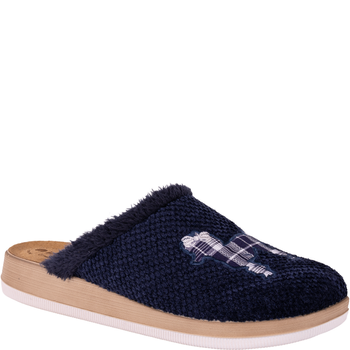 Kapcie damskie Inlu CT000042 granatowe - skórzana wkładka
