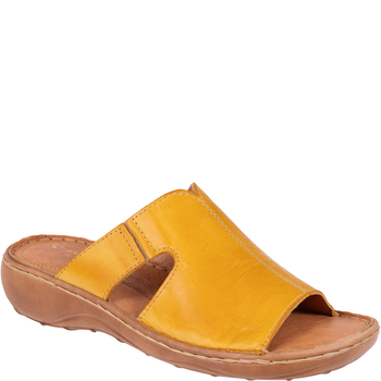 Skórzane klapki damskie marki Syrena SST 663 żółte