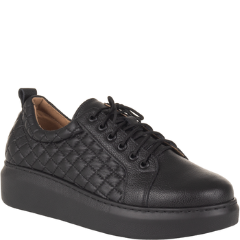 Półbuty Syrena SE P-280B czarne, skóra, platforma 4 cm