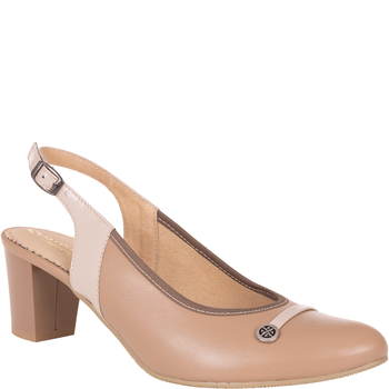 Czółenka damskie skórzane Wielbut 543 beżowe na słupku