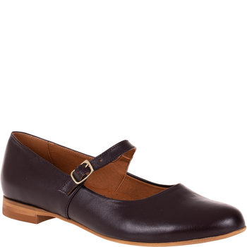 Bordowe baleriny z paskiem Syrena SGO 2107 skórzane