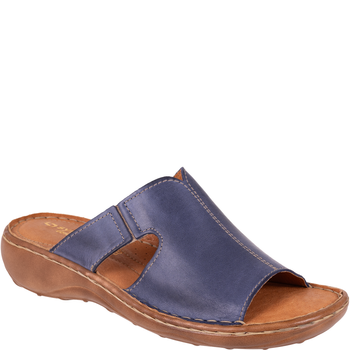 Skórzane klapki damskie marki Syrena SST 663 niebieskie