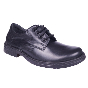 Klasyczne i komfortowe półbuty męskie skórzane Syrena SWB WZ 07 czarne 