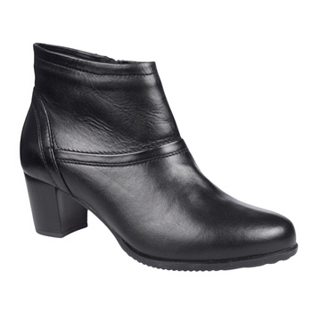  Botki skórzane damskie na obcasie Syrena K-246 czarne